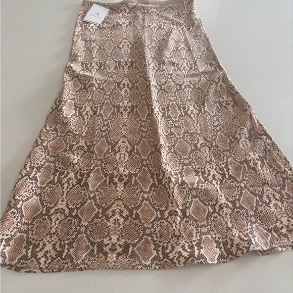 Anine Bing Tan Snake Print Midi Skirt - Picture 1 of 11